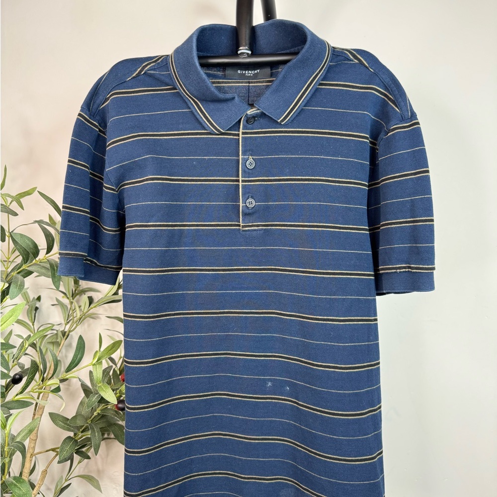 Givenchy Men Navy Striped Polo Shirt
